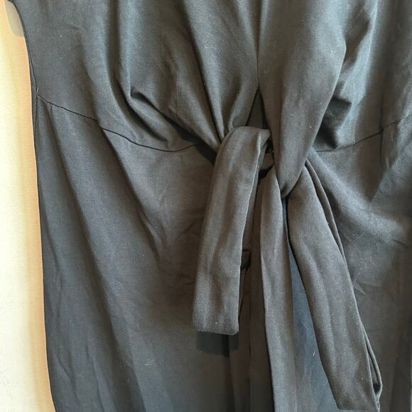 Modern Citizen Fei Tie Front Organic Cotton Midi Dress Black Small - Picture 5 of 11